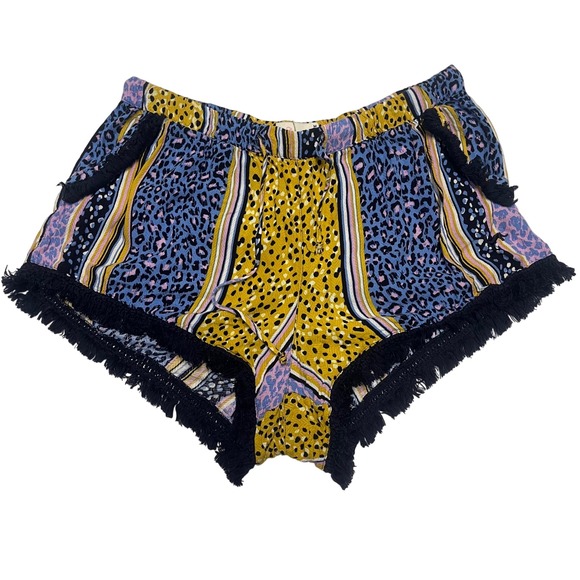 Peter Alexander Other - Peter Alexander Mixed Animal Print Pajama Shorts Blue Yellow Fringe Medium